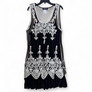 Black Embroidered Mesh Dress - L/XL